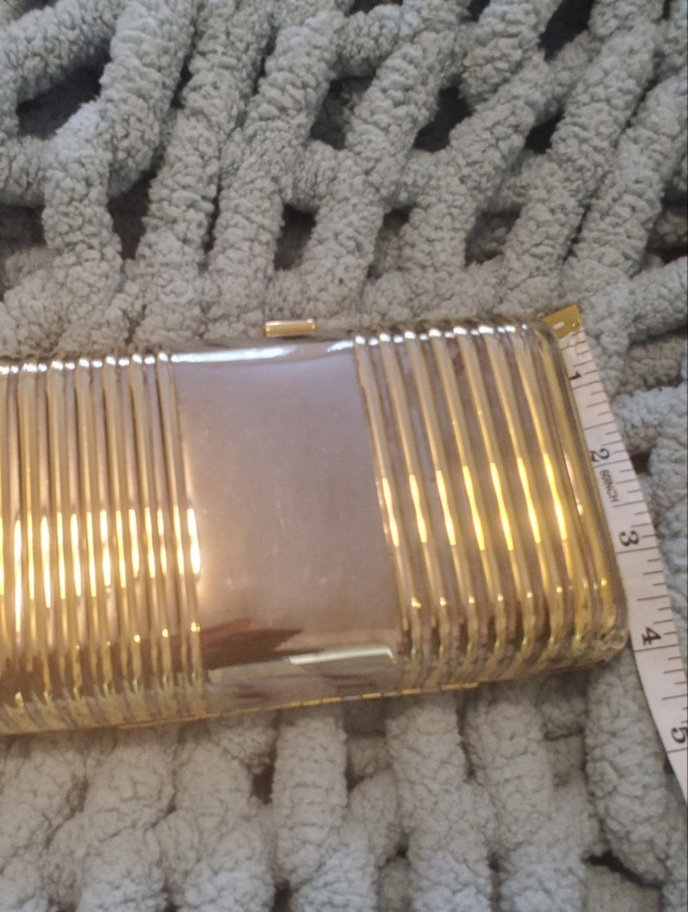 Gold Ribbed Metal Clutch. - Picture 4 of 5